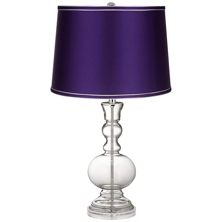 Image 1 Clear Glass Fillable Satin Purple Apothecary Table Lamp