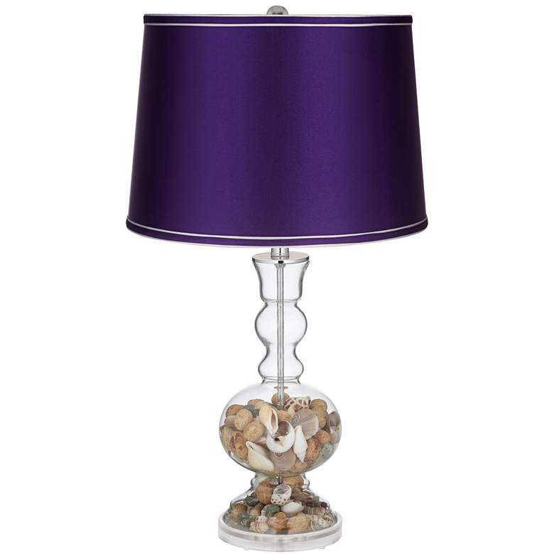 Image 2 Clear Glass Fillable Satin Purple Apothecary Table Lamp more views