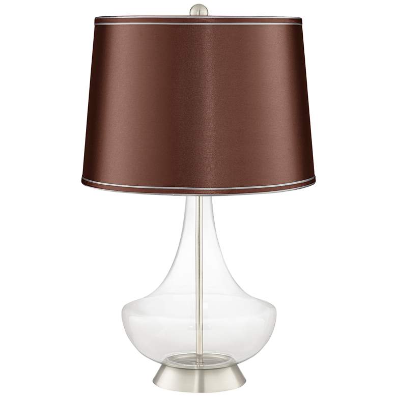 Image 1 Clear Glass Fillable Soft Brown Satin Gillan Table Lamp