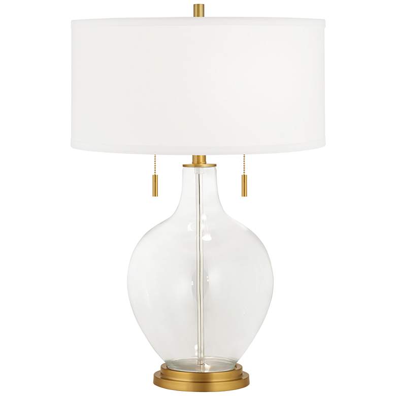 Image 1 Clear Glass Fillable Toby Brass Accents Table Lamp