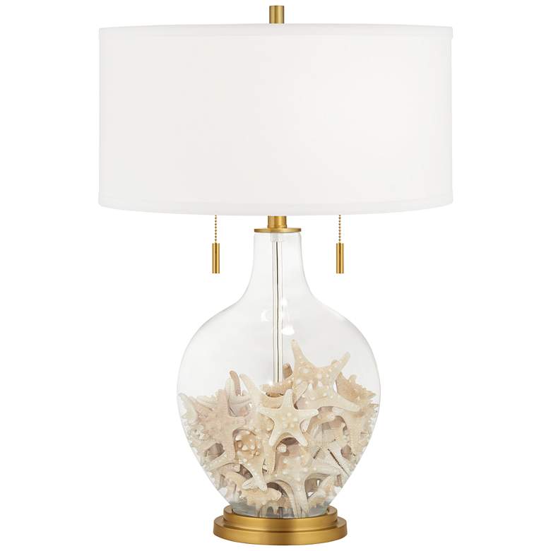 Image 2 Clear Glass Fillable Toby Brass Accents Table Lamp more views