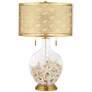 Clear Glass Fillable Toby Brass Metal Shade Table Lamp