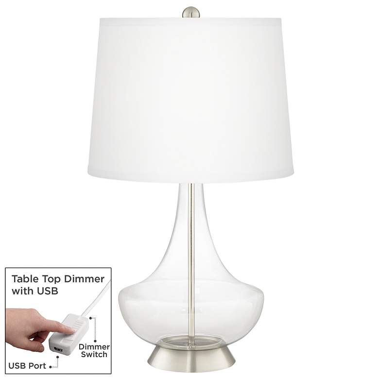 Image 1 Clear Glass Gillan Glass Table Lamp with Dimmer