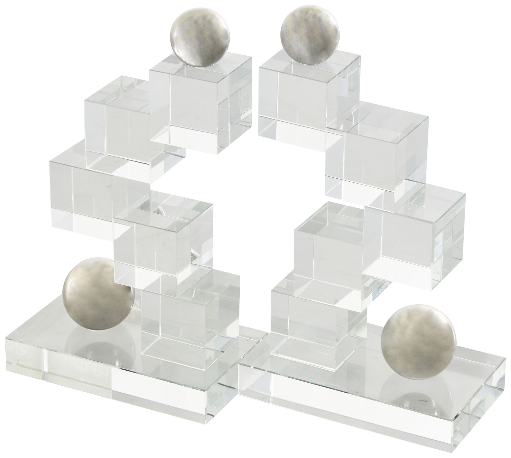 Image 6 Clear Glass Glam Bookends, S/2 5"W, 8"H more views