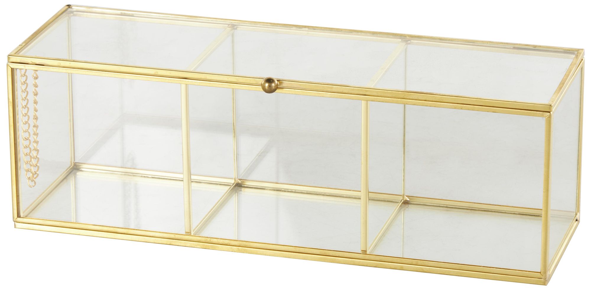 Image 2 Clear Glass Glam Jewelry Box, 10" x 4" x 4"