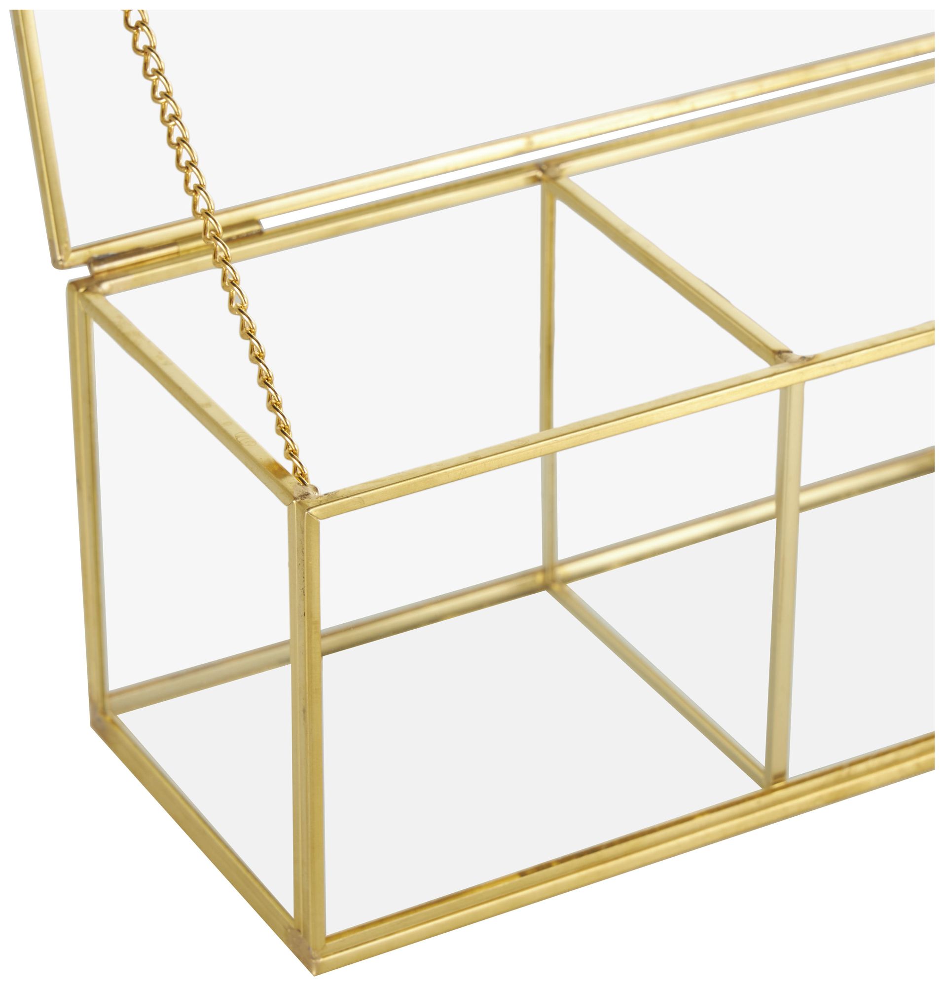 Image 3 Clear Glass Glam Jewelry Box, 10" x 4" x 4" more views