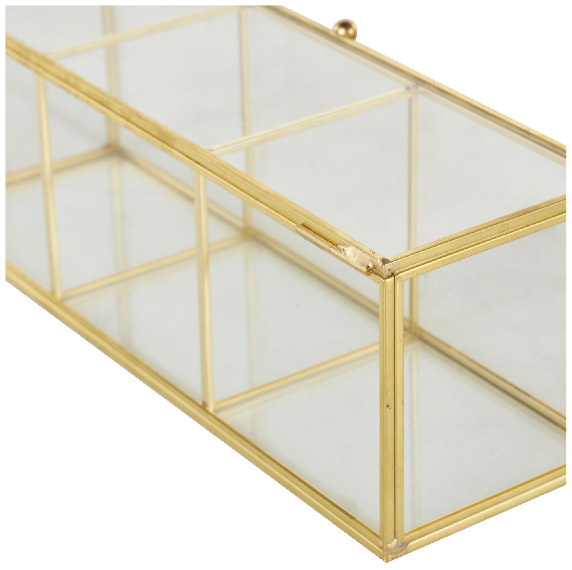 Image 4 Clear Glass Glam Jewelry Box, 10" x 4" x 4" more views