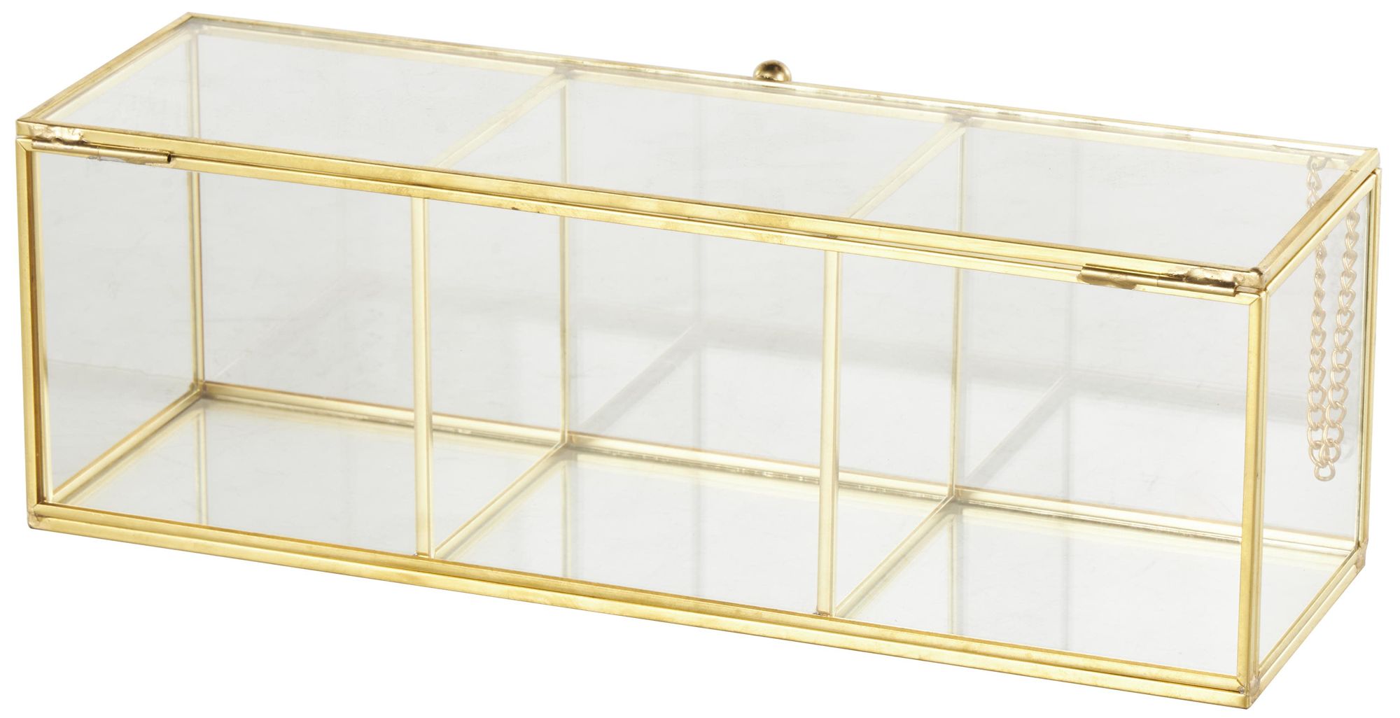 Image 5 Clear Glass Glam Jewelry Box, 10" x 4" x 4" more views