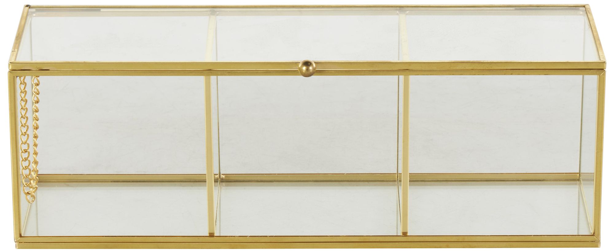 Image 6 Clear Glass Glam Jewelry Box, 10" x 4" x 4" more views