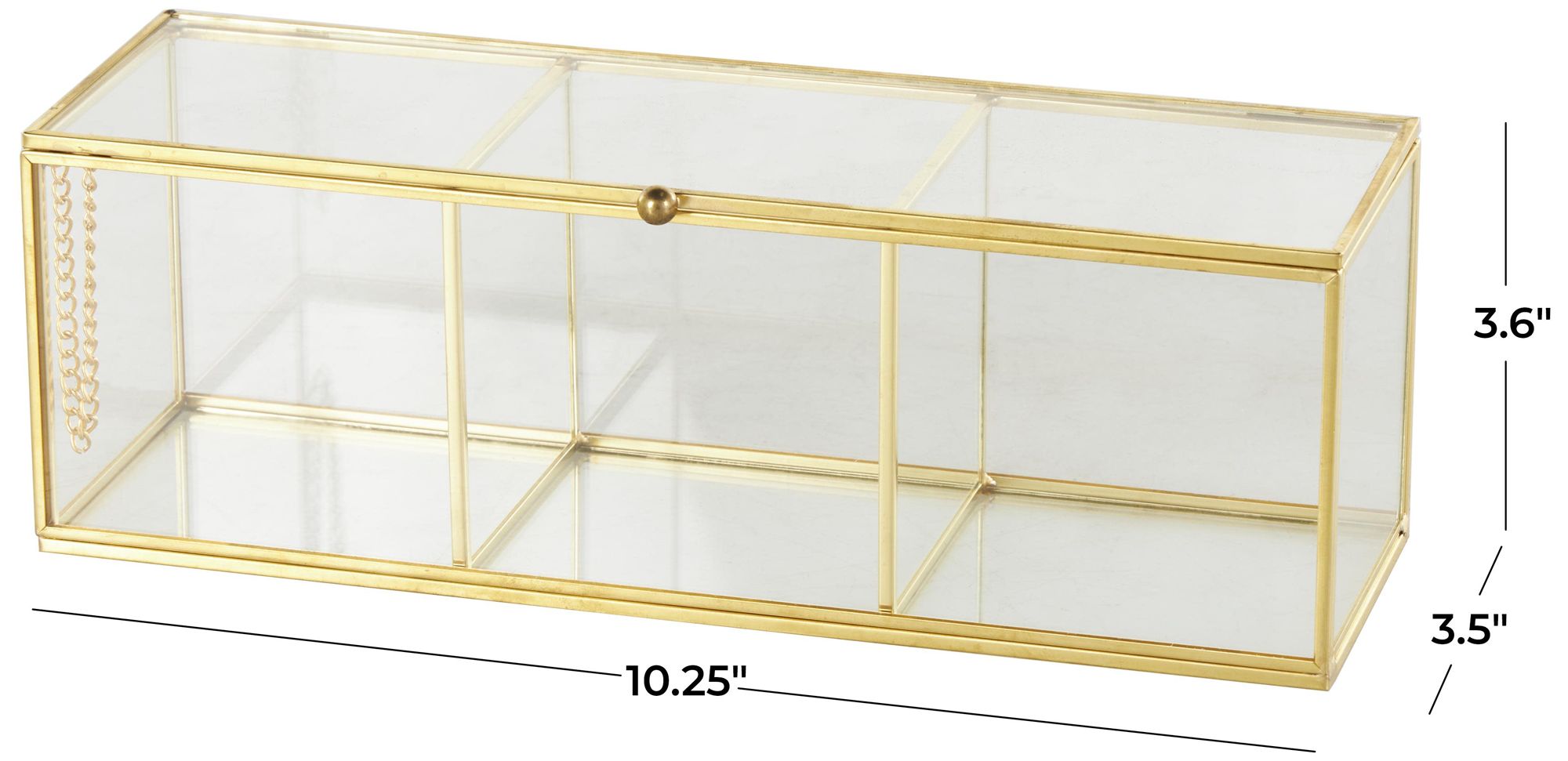 Image 7 Clear Glass Glam Jewelry Box, 10" x 4" x 4" more views
