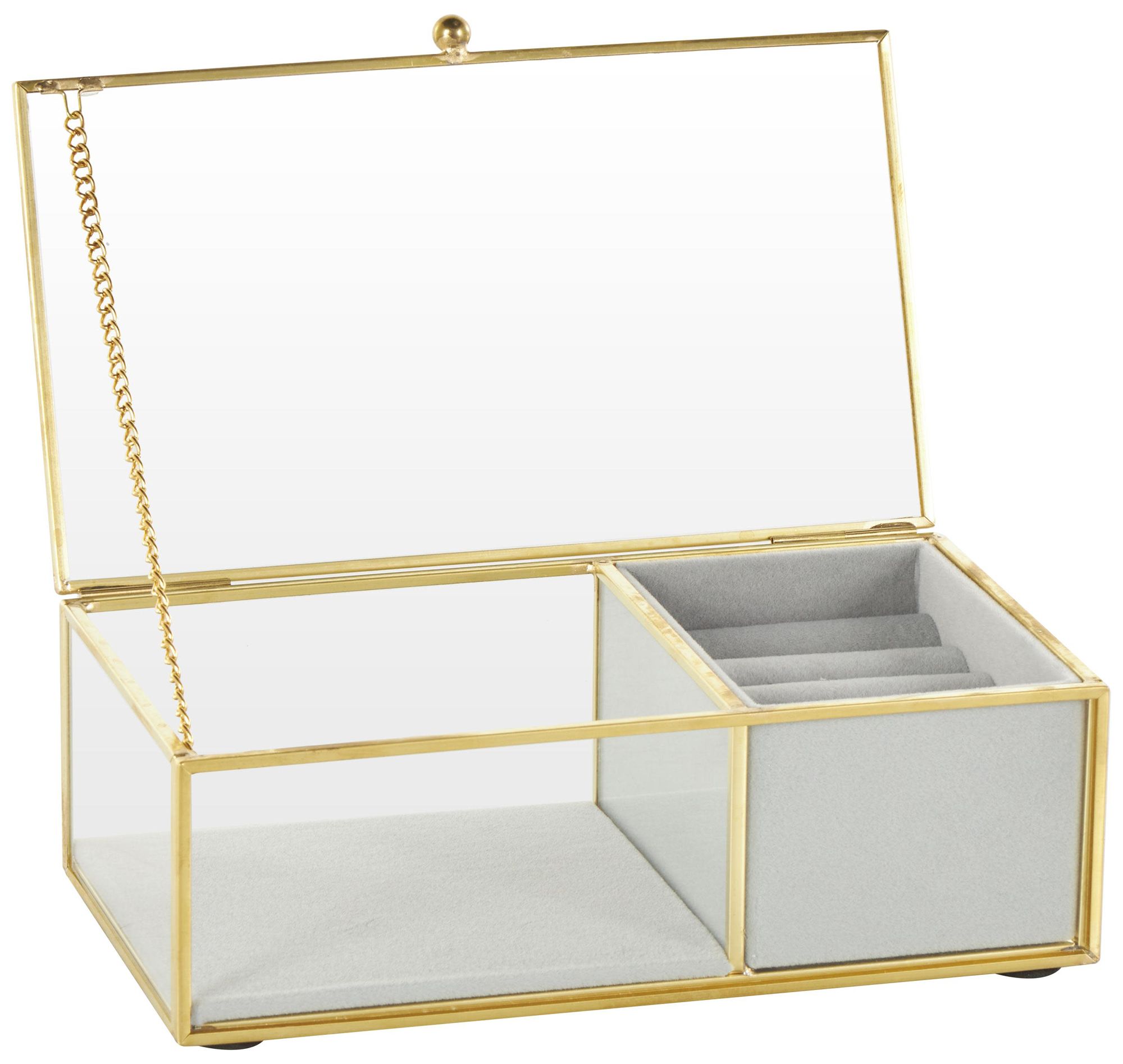 Image 2 Clear Glass Glam Jewelry Box, 7" x 4" x 3"