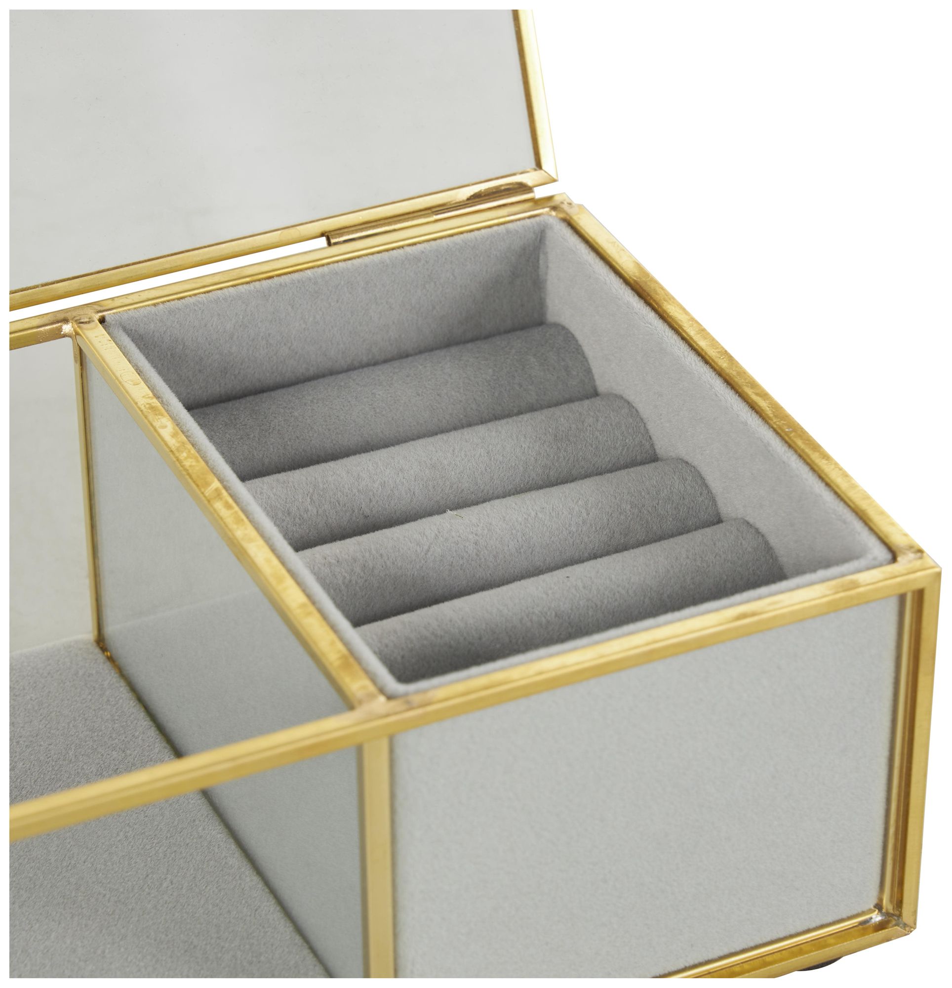 Image 3 Clear Glass Glam Jewelry Box, 7" x 4" x 3" more views