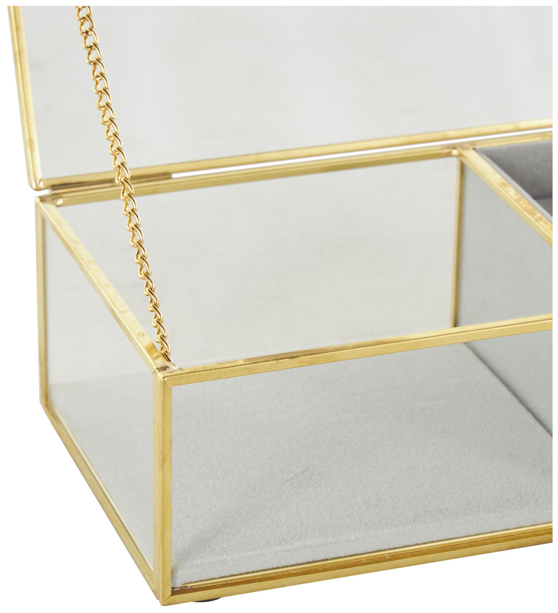 Image 4 Clear Glass Glam Jewelry Box, 7" x 4" x 3" more views