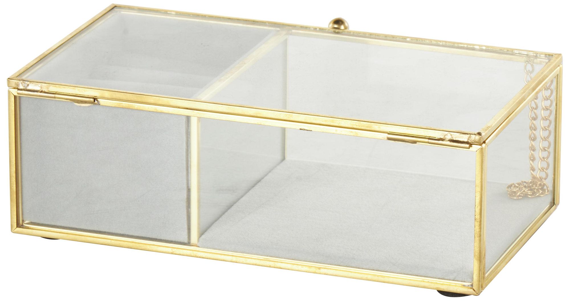 Image 5 Clear Glass Glam Jewelry Box, 7" x 4" x 3" more views