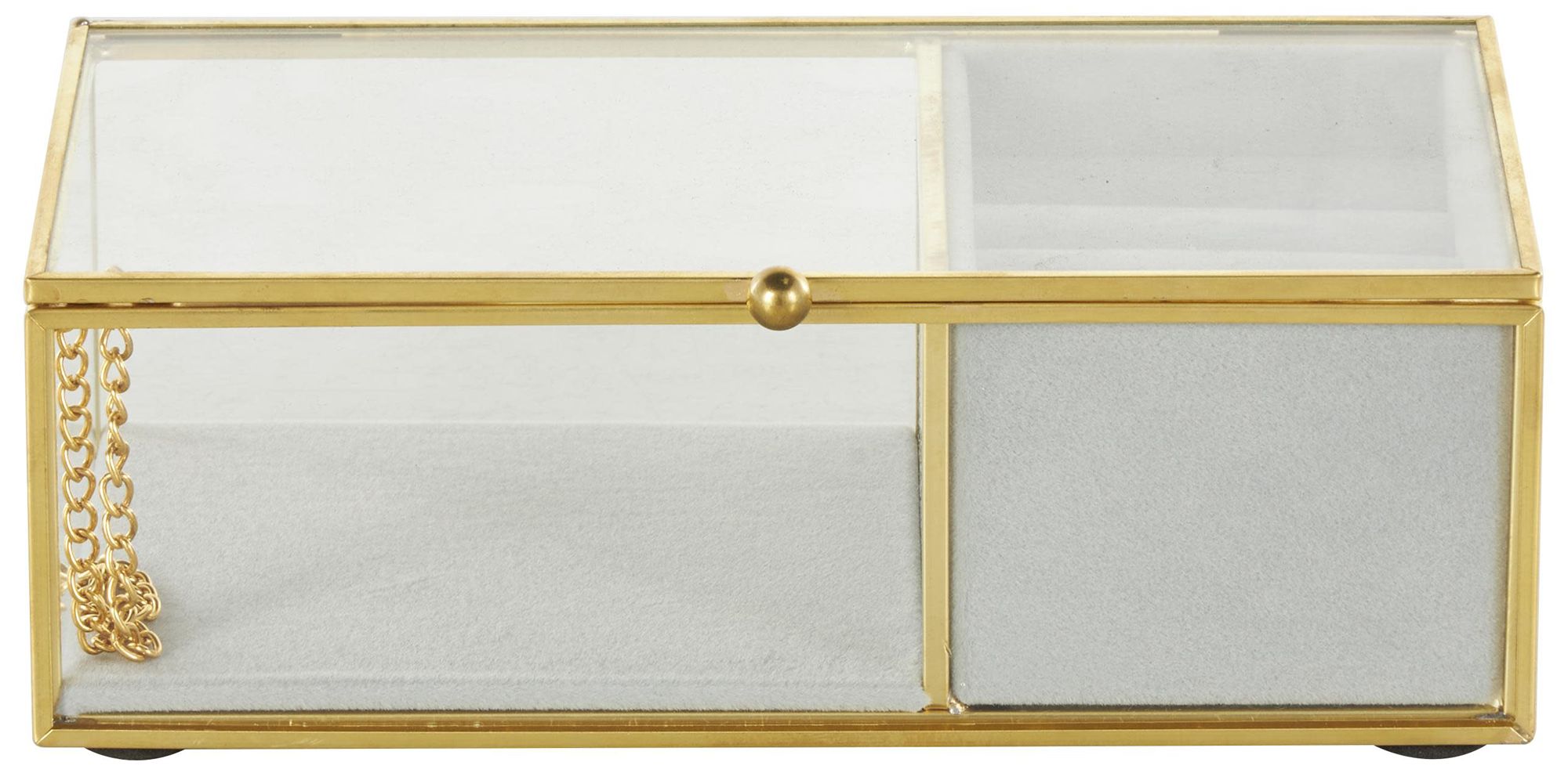 Image 6 Clear Glass Glam Jewelry Box, 7" x 4" x 3" more views