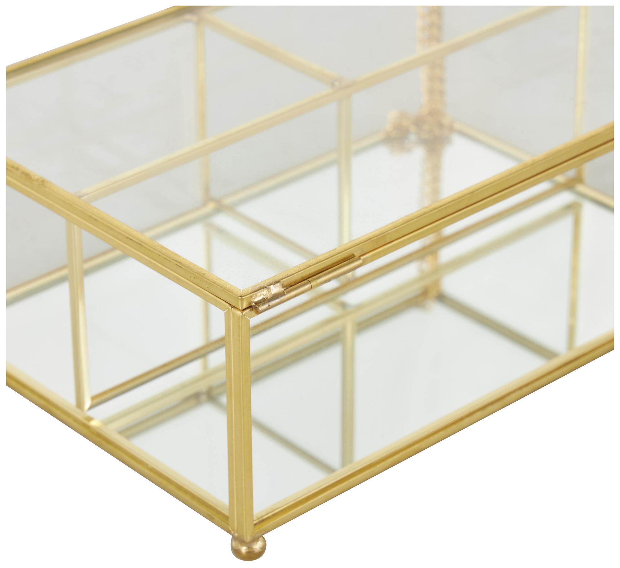 Image 2 Clear Glass Glam Jewelry Box, 7" x 5" x 3" more views