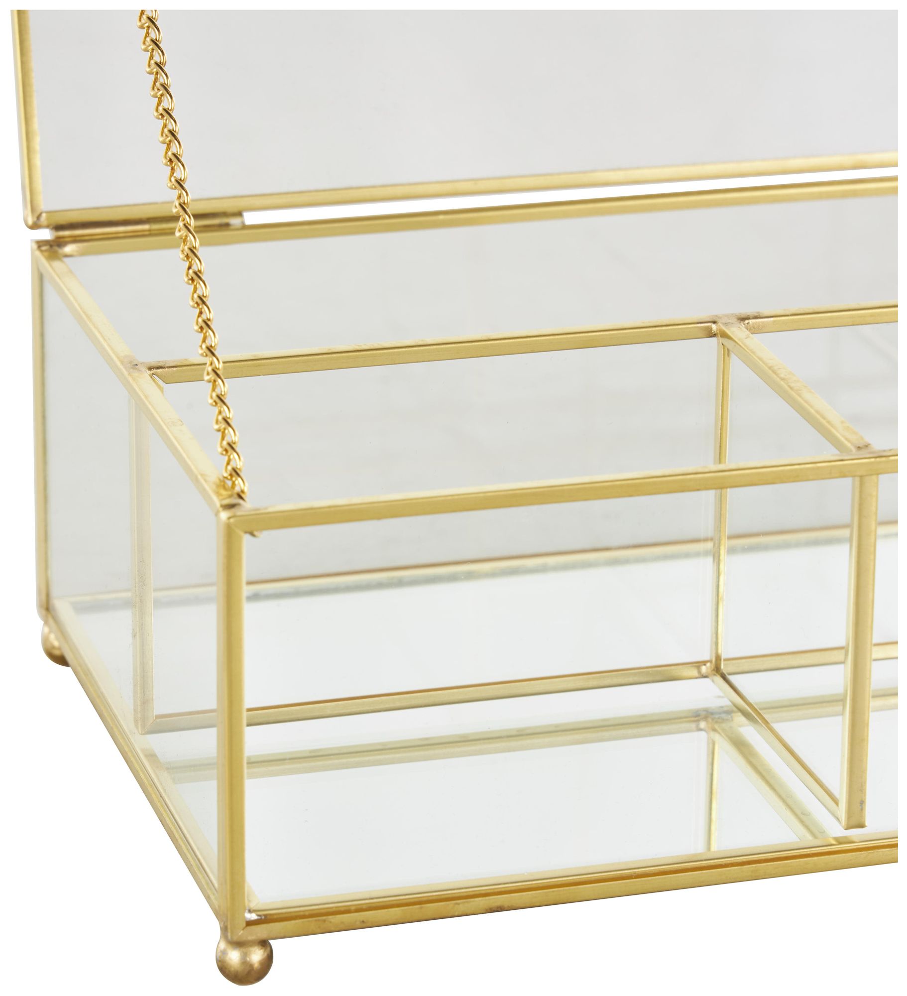 Image 3 Clear Glass Glam Jewelry Box, 7" x 5" x 3" more views