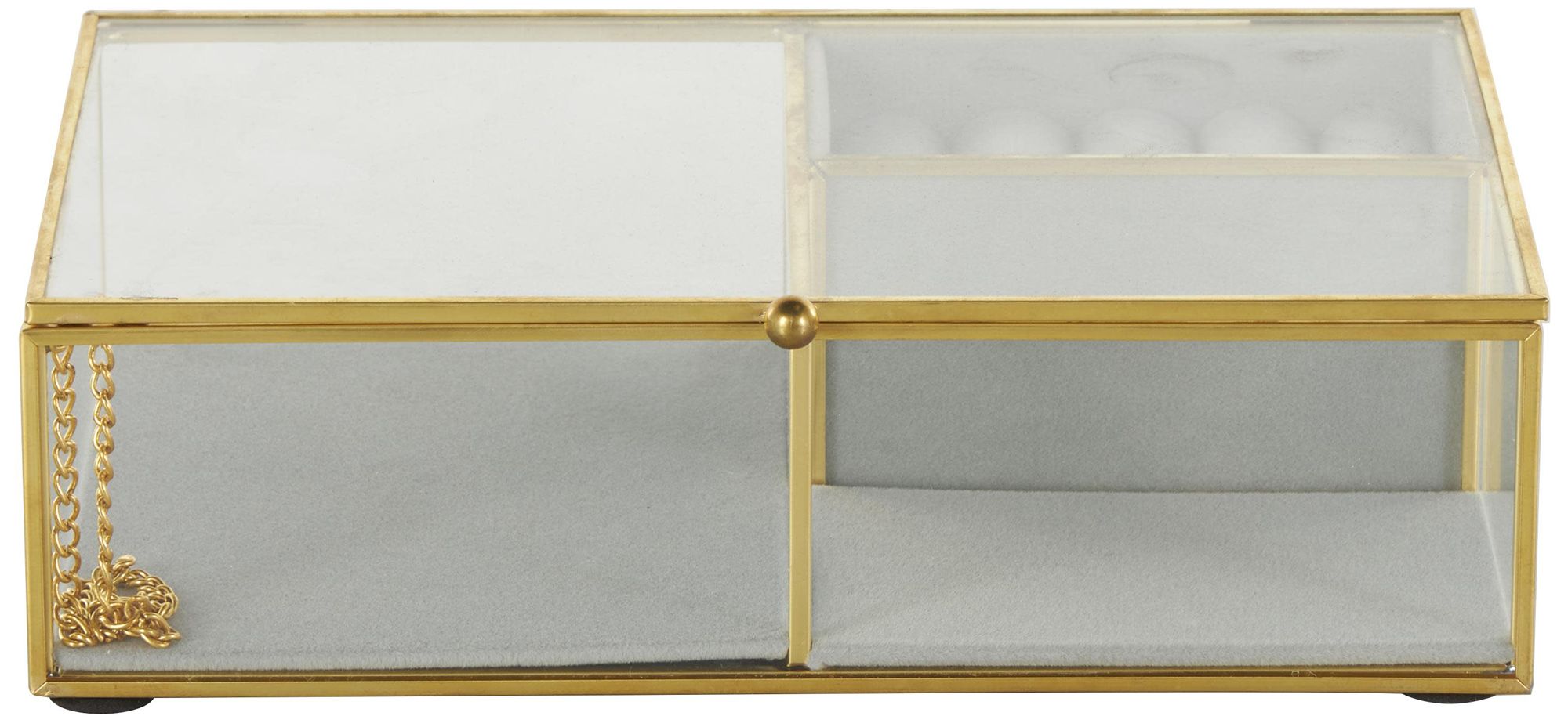 Image 7 Clear Glass Glam Jewelry Box, 9" x 6" x 3" more views