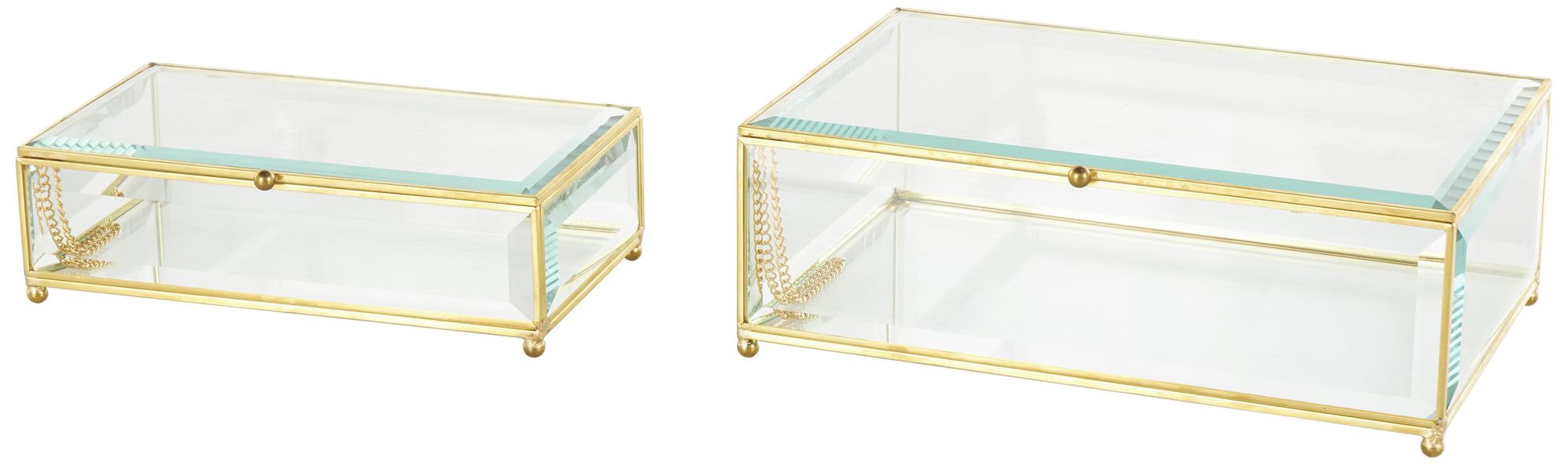 Image 2 Clear Glass Glam Jewelry Box, S/2 10", 8"W