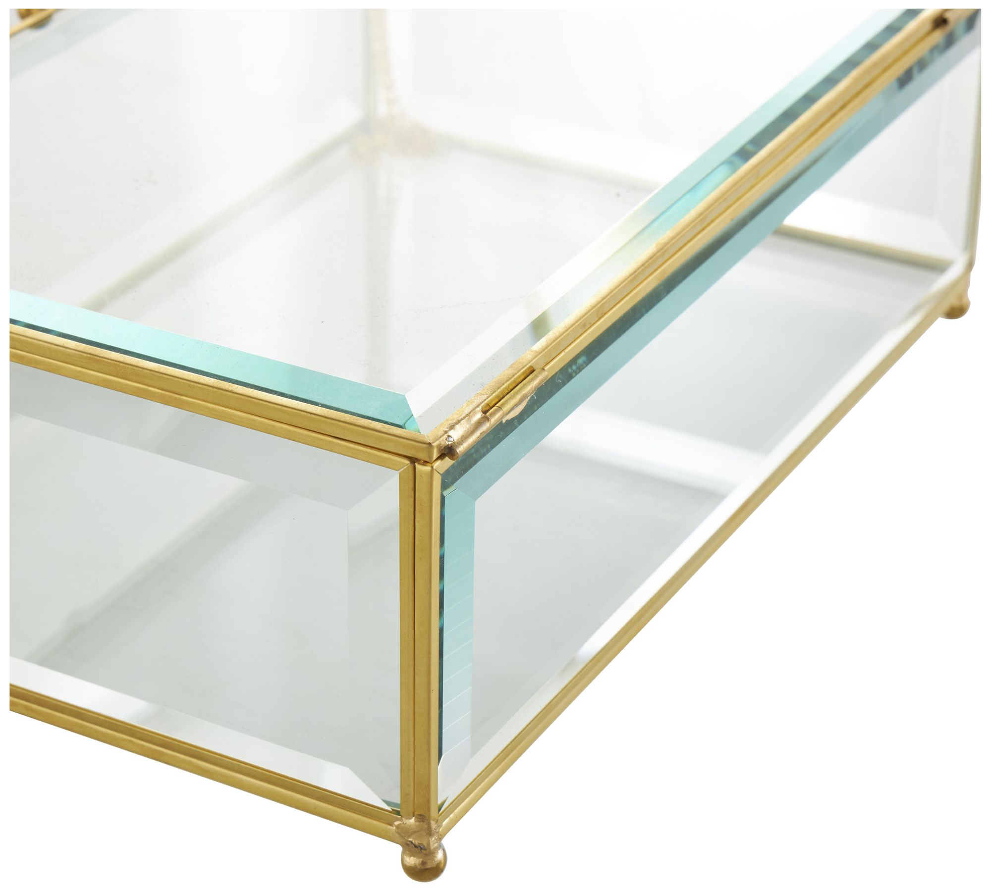 Image 4 Clear Glass Glam Jewelry Box, S/2 10", 8"W more views