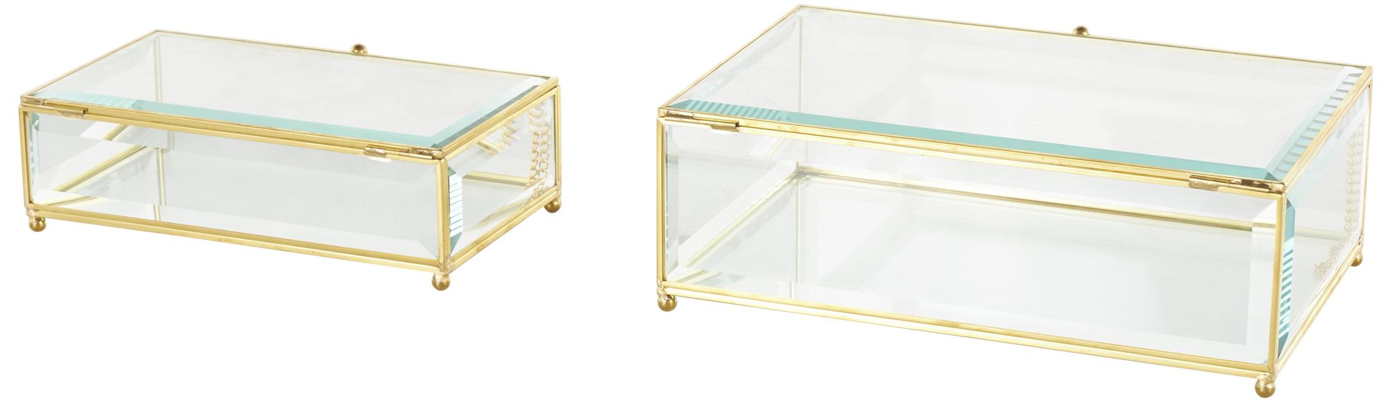 Image 5 Clear Glass Glam Jewelry Box, S/2 10", 8"W more views