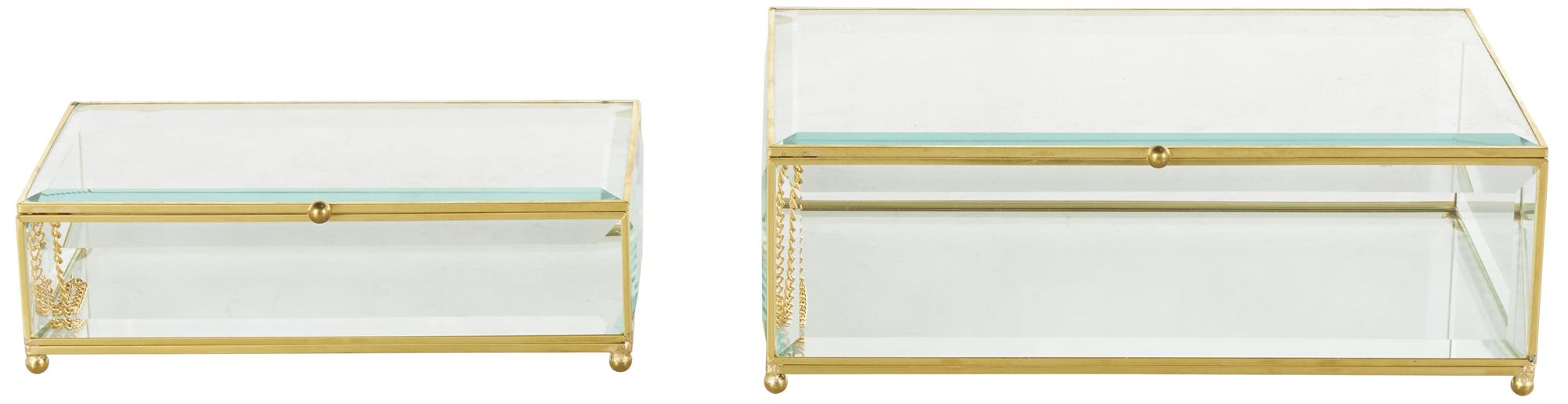 Image 6 Clear Glass Glam Jewelry Box, S/2 10", 8"W more views