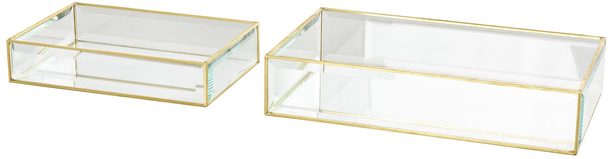 Image 5 Clear Glass Glam Jewelry Box, S/2 12", 9"W more views