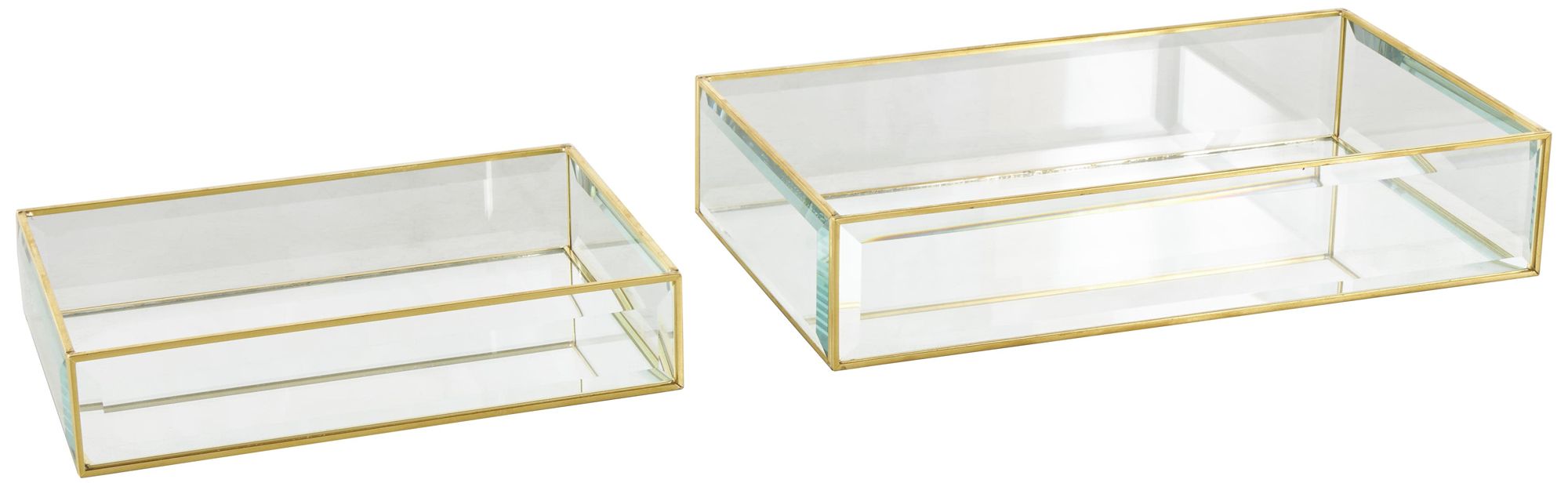 Image 6 Clear Glass Glam Jewelry Box, S/2 12", 9"W more views