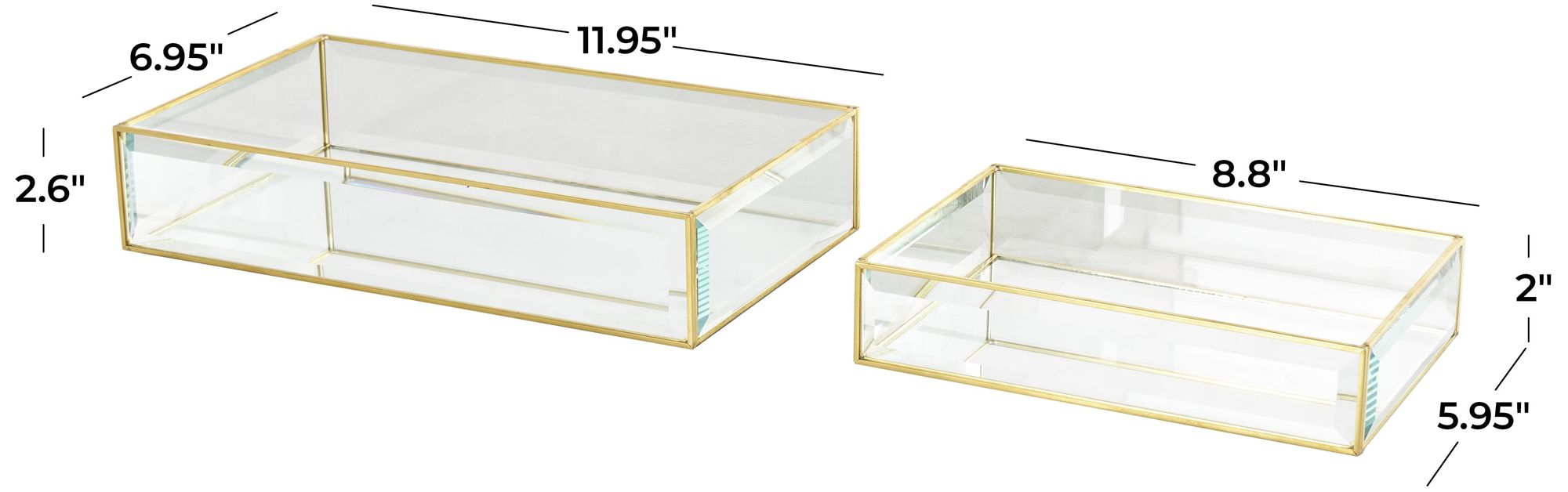Image 7 Clear Glass Glam Jewelry Box, S/2 12", 9"W more views
