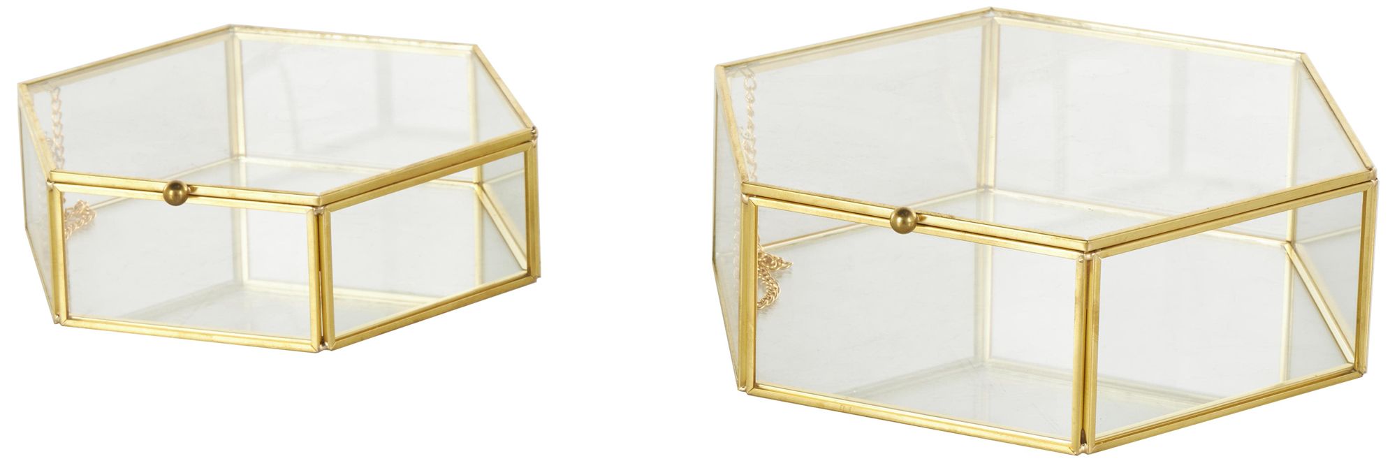 Image 2 Clear Glass Glam Jewelry Box, S/2 8", 7"W