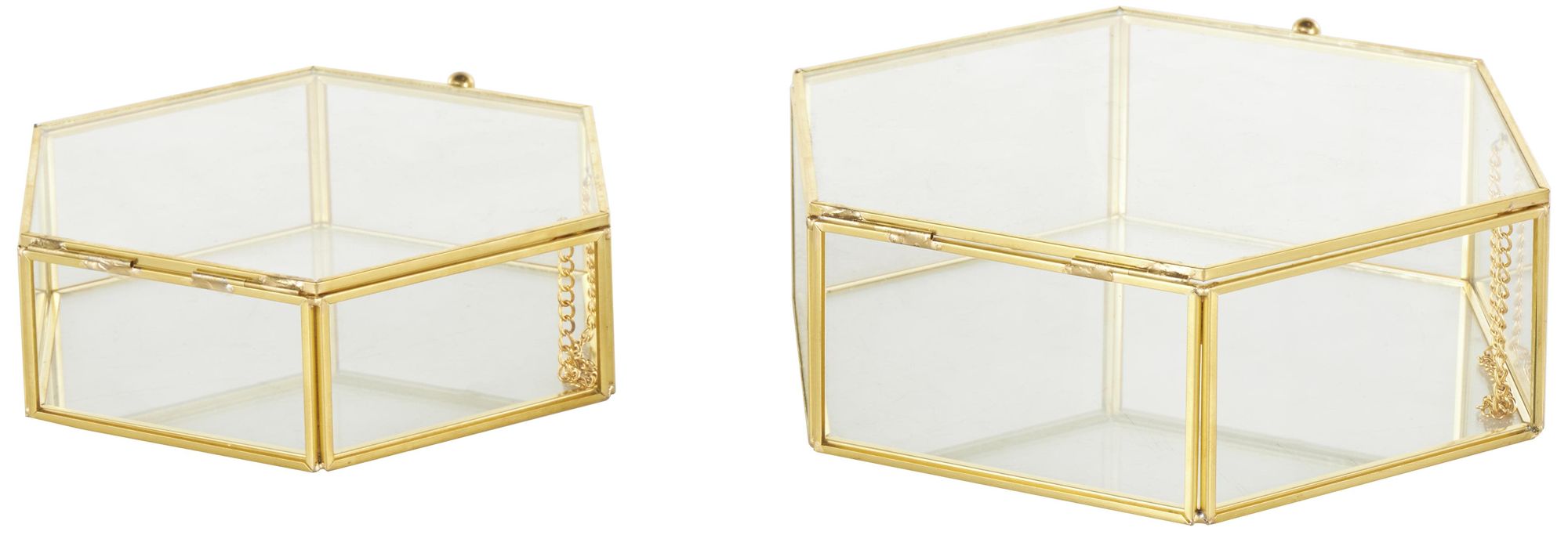 Image 5 Clear Glass Glam Jewelry Box, S/2 8", 7"W more views