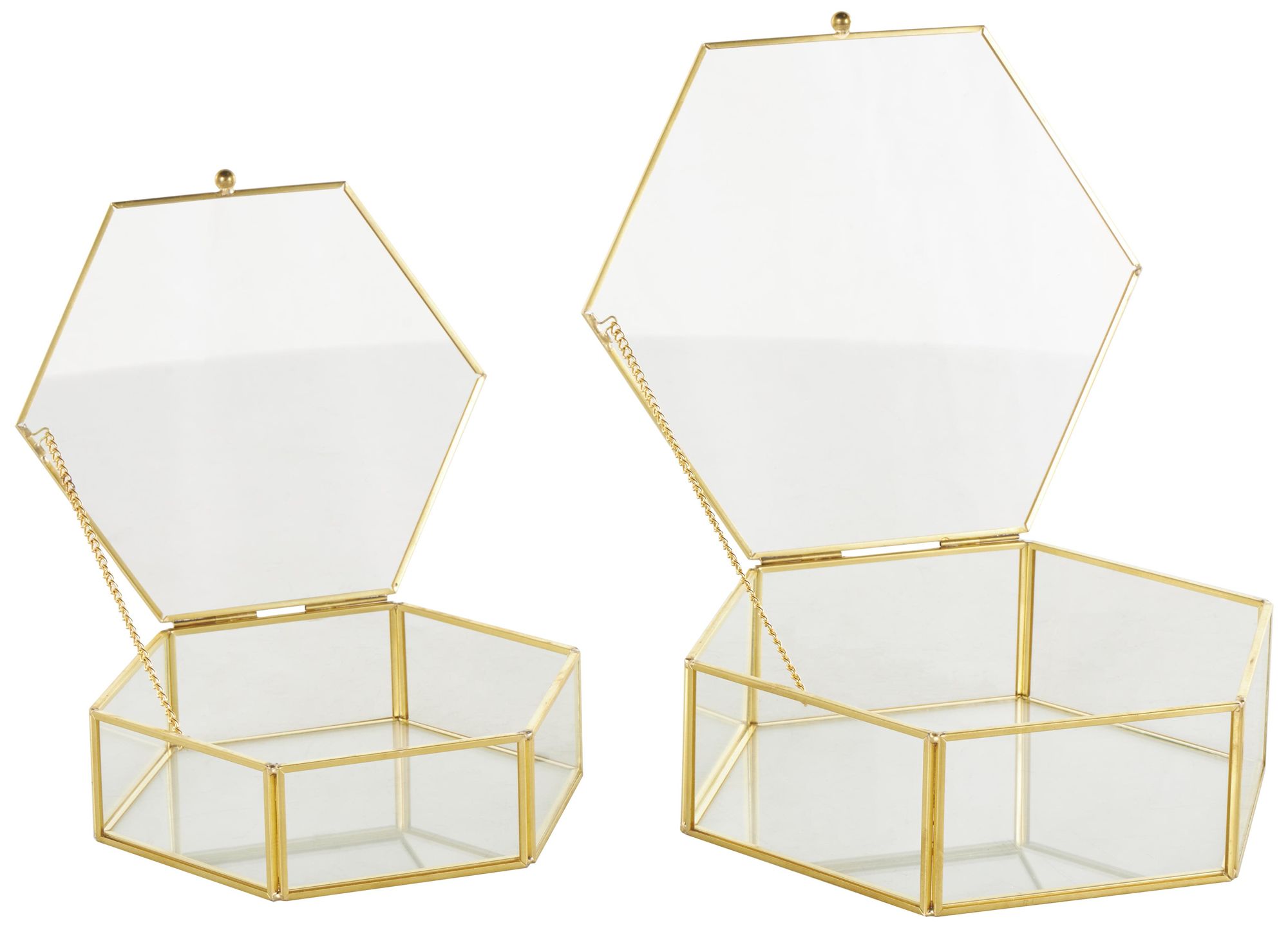 Image 6 Clear Glass Glam Jewelry Box, S/2 8", 7"W more views