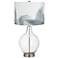 Clear Glass Gray Palm Leaf Shade Ovo Table Lamp