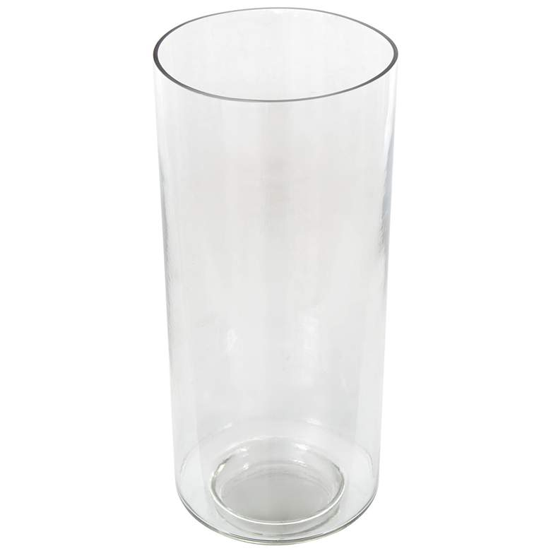 Image 1 Clear Glass Modern Vase, 6" x 6" x 15"
