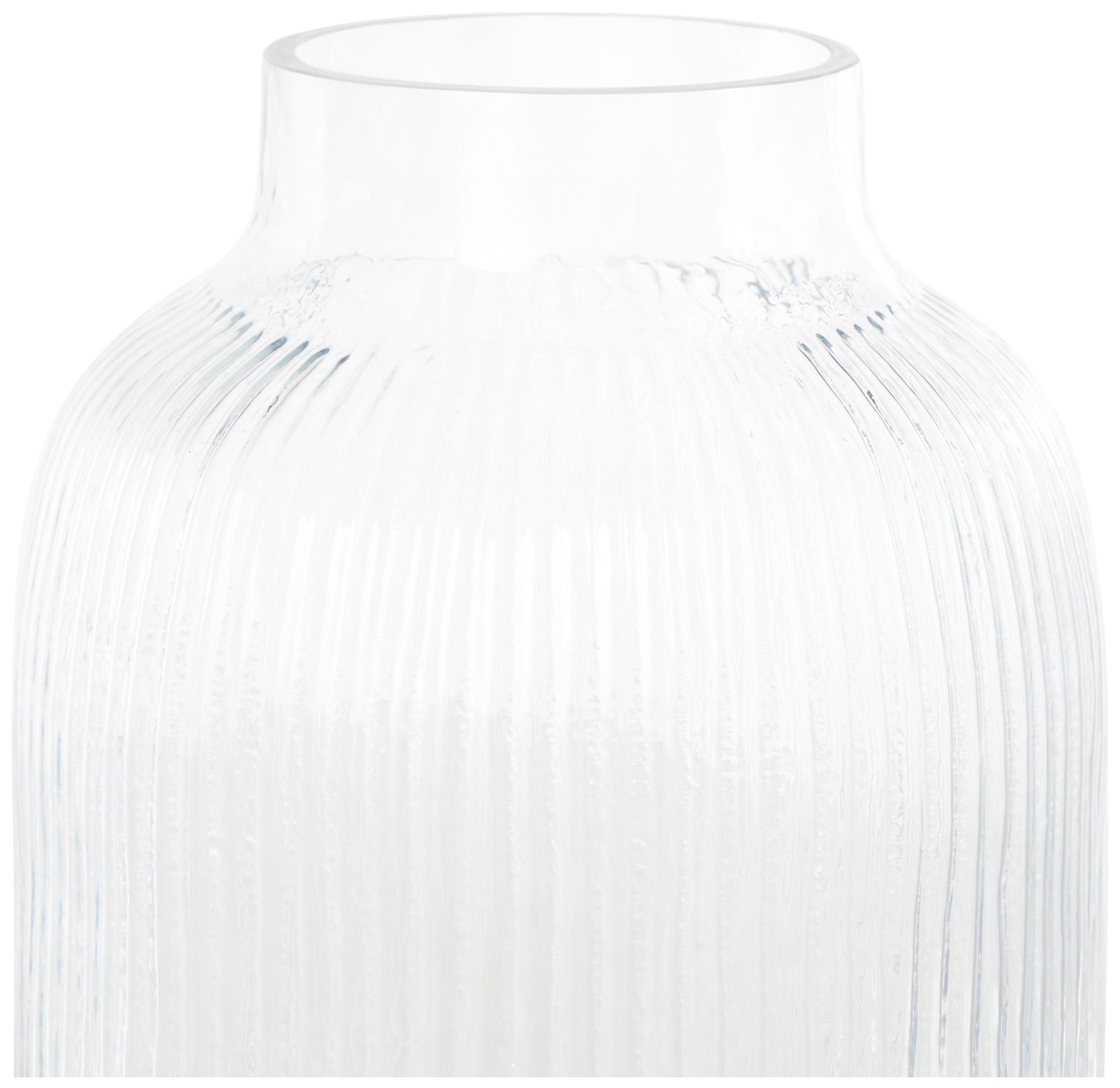 Image 4 Clear Glass Modern Vase, 7" x 7" x 14" more views