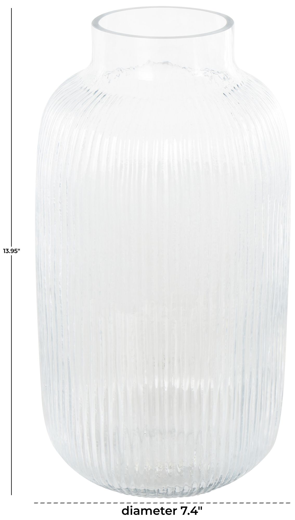 Image 7 Clear Glass Modern Vase, 7" x 7" x 14" more views