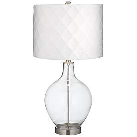 Image1 of Clear Glass Off-White Diamond Shade Ovo Table Lamp
