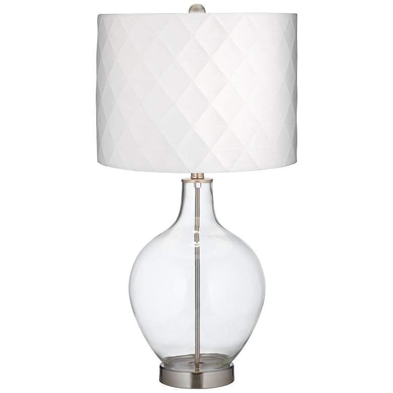 Image 1 Clear Glass Off-White Diamond Shade Ovo Table Lamp