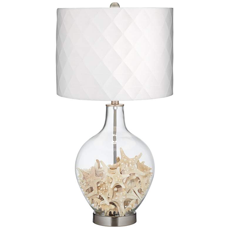 Image 2 Clear Glass Off-White Diamond Shade Ovo Table Lamp more views