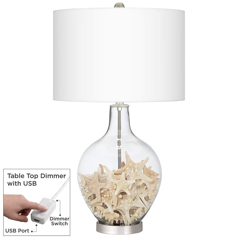 Image 1 Clear Glass Ovo Table Lamp With Dimmer