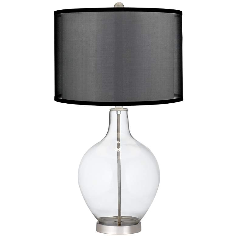 Image 1 Clear Glass Ovo Table Lamp with Organza Black Shade