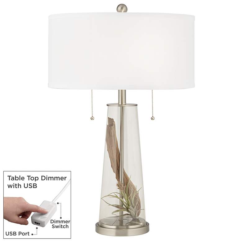 Image 1 Clear Glass Peggy Glass Table Lamp With Dimmer