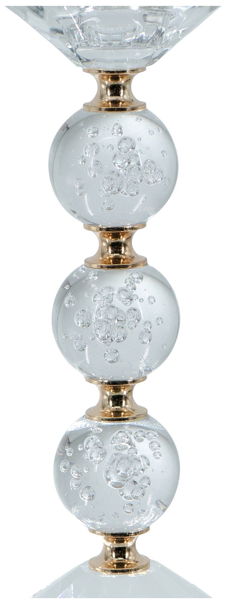 Image 3 Clear Glass Pillar Candle Holder with Gold Alloy Accents - 9" - Clear, Gold more views