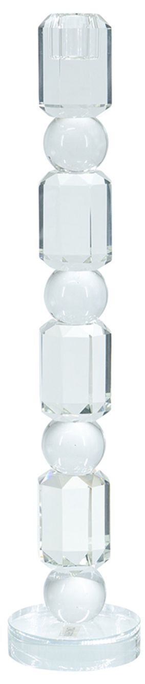 Image 2 Clear Glass Taper Candle Holder with Elegant Column Design - 15" - Clear more views