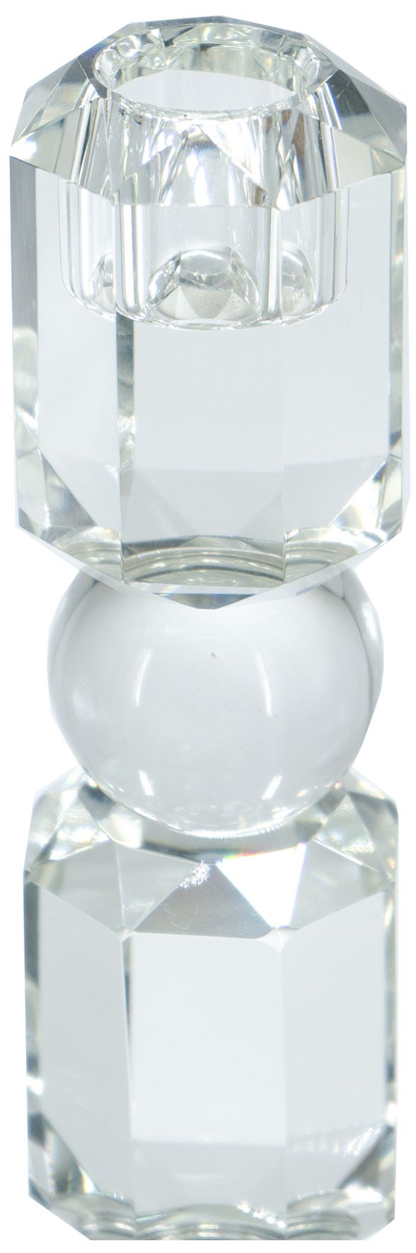 Image 3 Clear Glass Taper Candle Holder with Elegant Column Design - 15" - Clear more views
