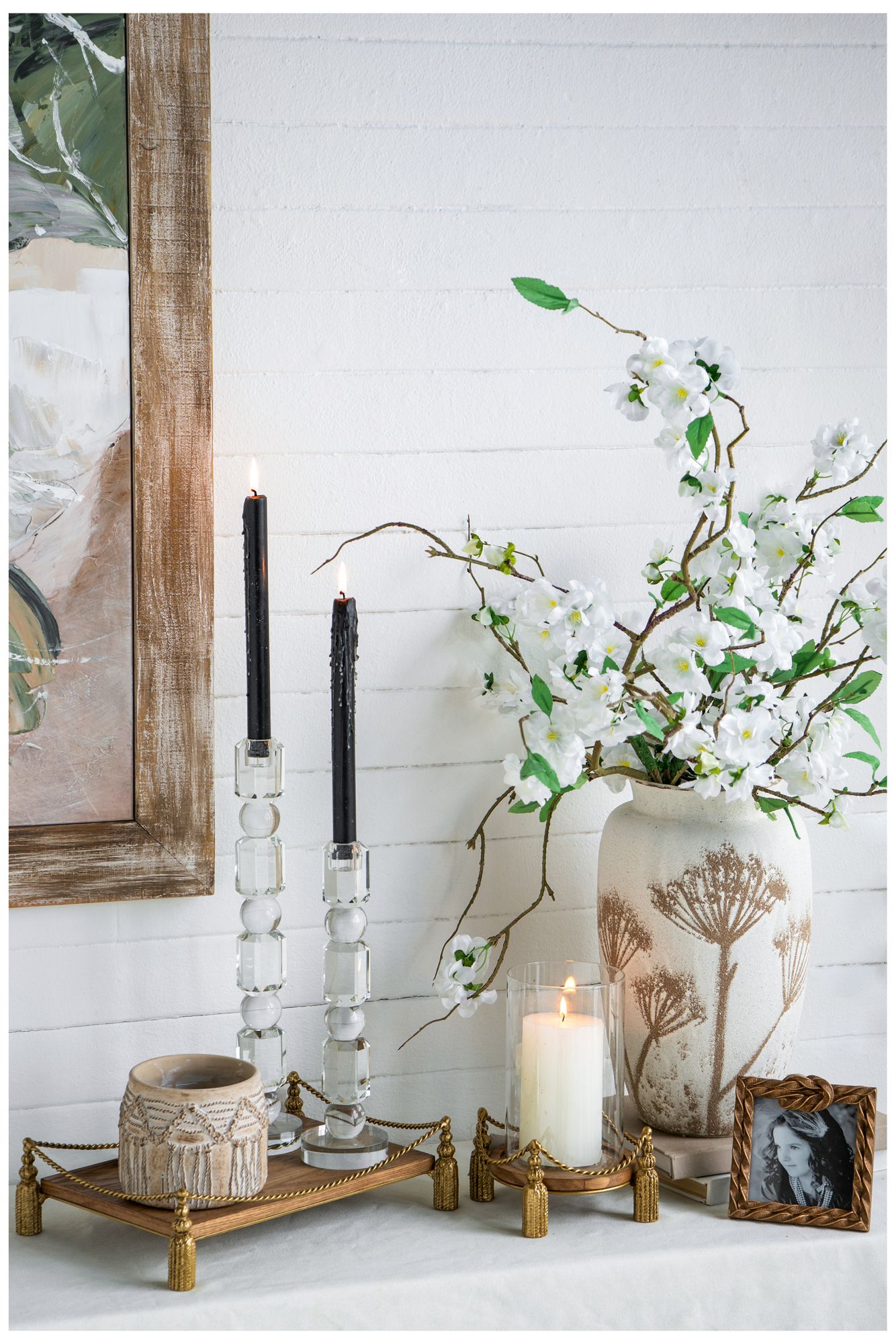 Image 7 Clear Glass Taper Candle Holder with Elegant Column Design - 15" - Clear more views