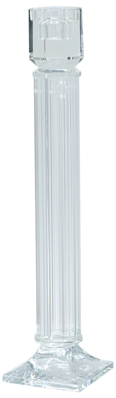 Image 2 Clear Glass Taper Candle Holder with Sculpted Column Design - 15 more views