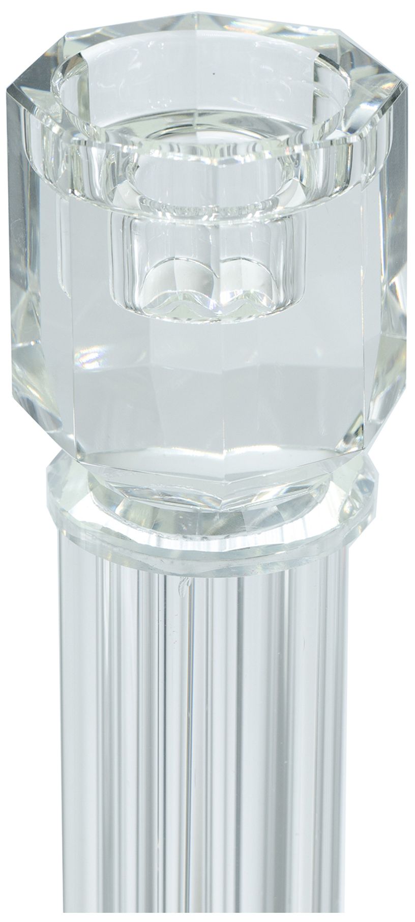 Image 4 Clear Glass Taper Candle Holder with Sculpted Column Design - 15 more views