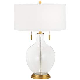 Image2 of Clear Glass Toby Brass Accents Table Lamp with Dimmer