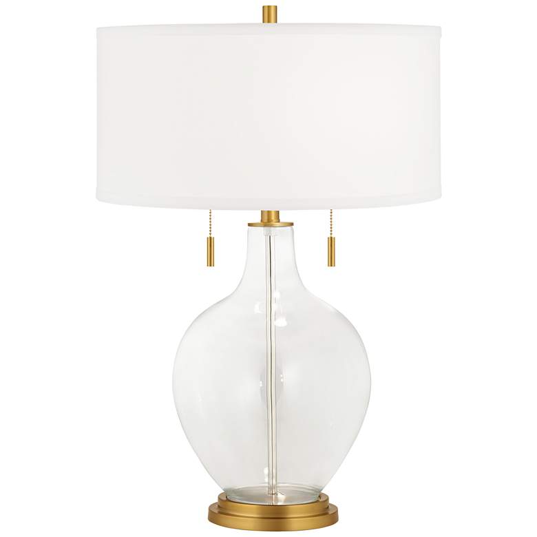 Image 2 Clear Glass Toby Brass Accents Table Lamp with Dimmer